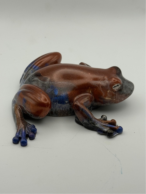 Copper Blue Resin Frog — Handmade Ornament
