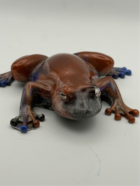 Copper Blue Resin Frog — Handmade Ornament
