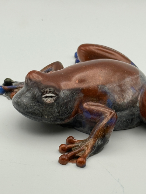 Copper Blue Resin Frog — Handmade Ornament