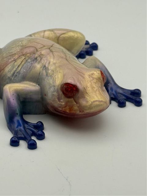 Iridescent Crackle Resin Frog — Handmade Ornament