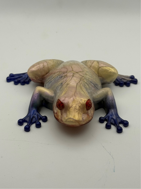 Iridescent Crackle Resin Frog — Handmade Ornament