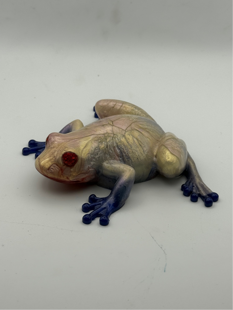 Iridescent Crackle Resin Frog — Handmade Ornament