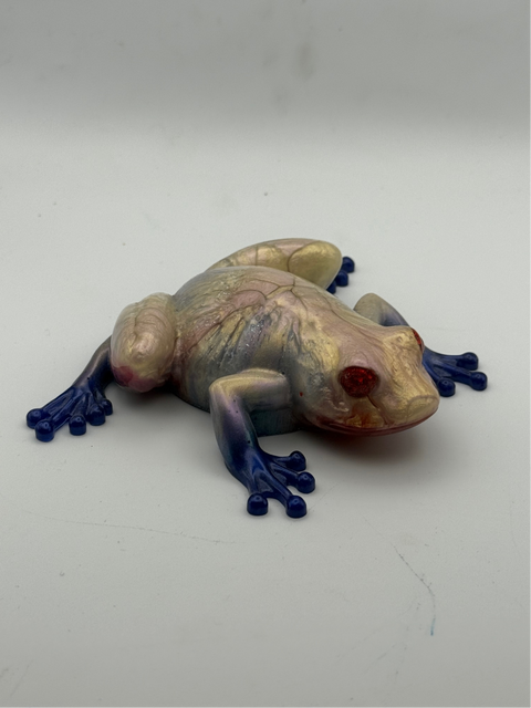 Iridescent Crackle Resin Frog — Handmade Ornament