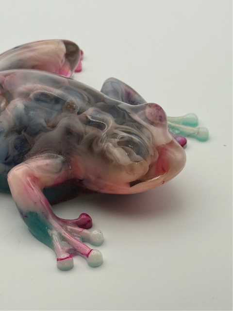Pink Marble Resin Frog — Handmade Ornament
