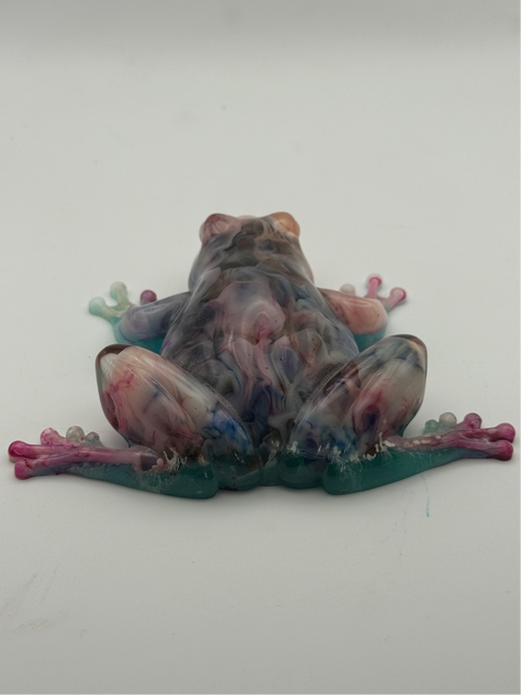 Pink Marble Resin Frog — Handmade Ornament