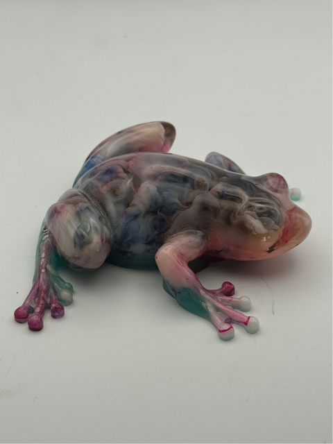 Pink Marble Resin Frog — Handmade Ornament