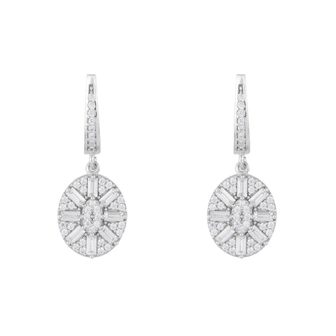 Uptown Oval Drop Earrings: Silver