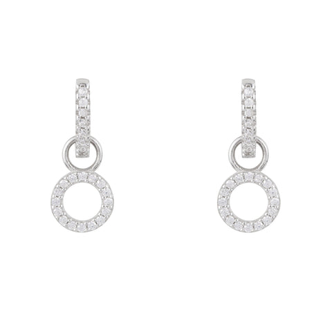Circle Drop Hoop Huggies: Silver