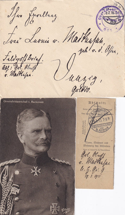 General August von Mackensen - Original - Autograph auf Brief und zusätzlich 2 Extras - 1915