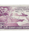Gilbert and Ellice Islands Stamp 1949 1 Penny Hermes, Globe and Forms of Transport