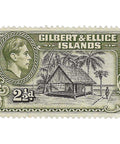 Gilbert and Ellice Islands Stamp George VI 1939 2 and Half Penny Islander,s House