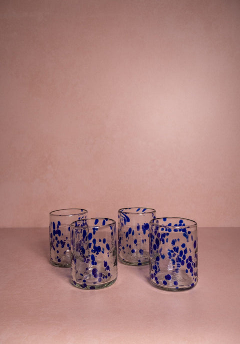 Louisa Confetti Tumbler, Blue - Set of 4