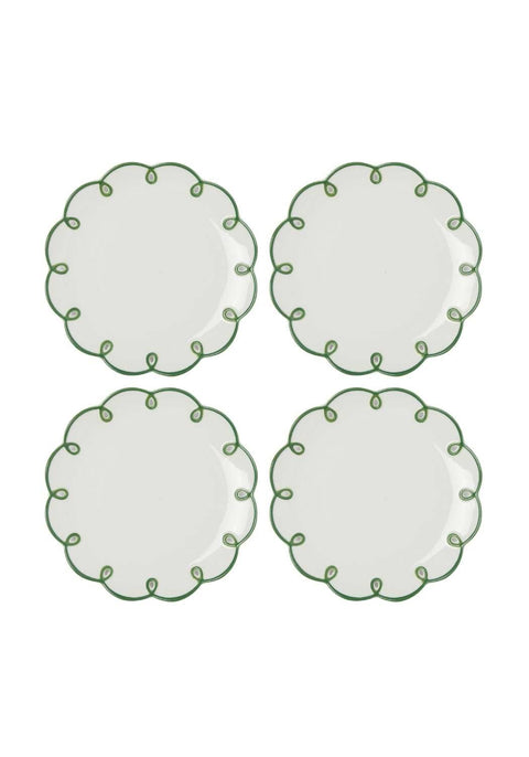 Glorious Green Scalloped Side Plates - Set of 4