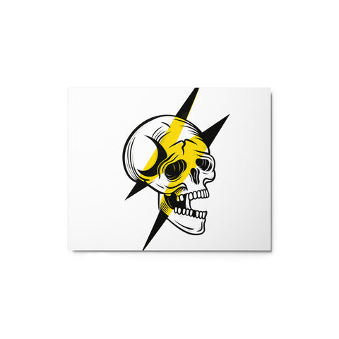 Original Screaming Skull Lightning emblem on a glossy white 8 × 10 inch metal art print – front mockup 1 – ZIPZAPPA
