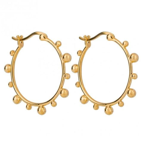 Goldfarbene Creolen mit Kugeln E6248