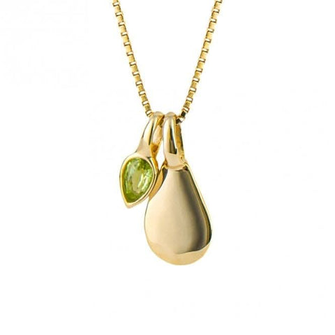 Pendentif péridot d'août plaqué or P5186