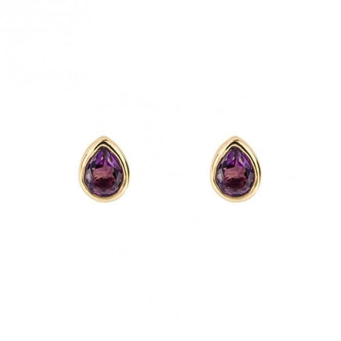 Vergoldete Ohrringe mit Geburtsstein Februar: Amethyst E6203