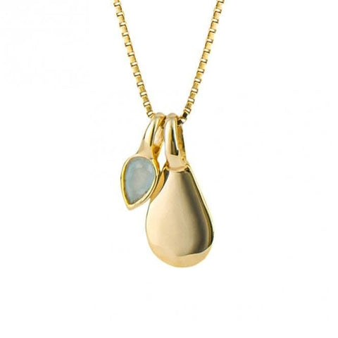 Pendentif aigue-marine plaqué or, pierre de naissance de mars, référence P5181