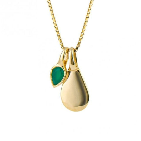 Pendentif en onyx vert de mai plaqué or, pierre de naissance, référence P5183