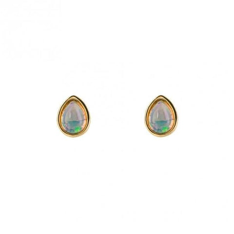 Vergoldete Ohrringe mit Geburtsstein Oktober, Cabochon-Opal E6211