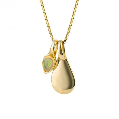 Pendentif en opale plaqué or, pierre de naissance d'octobre, référence P5188