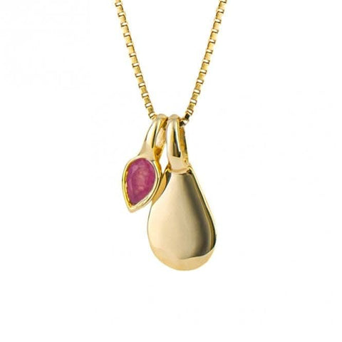Pendentif en quartz rose plaqué or, pierre de naissance de juillet, référence P5185