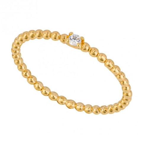 Bague délicate en zircone perlée plaquée or R3823C