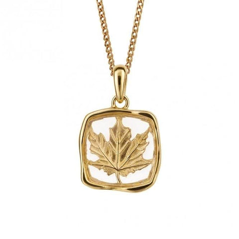 Pendentif plaqué or à motif de feuille carrée ouverte P5240