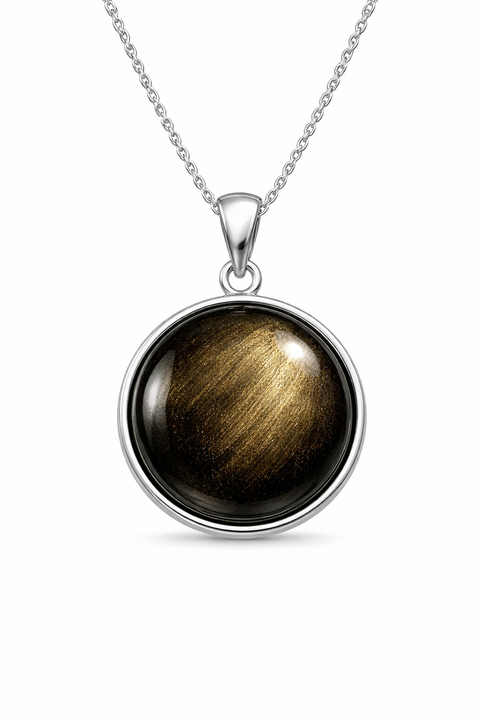 Golden Sheen Obsidian Pendant for Protection & Energy Shielding | Healing Crystal Necklace