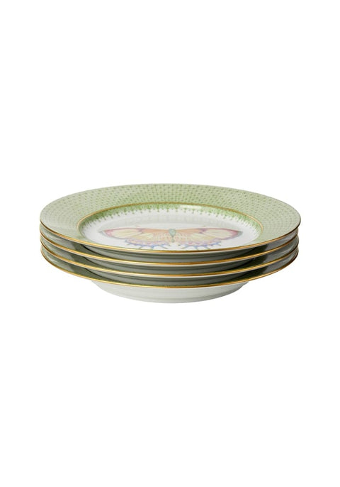 Green Apple Lace Plate Butterfly Side/Pudding Plates  - Set of 4
