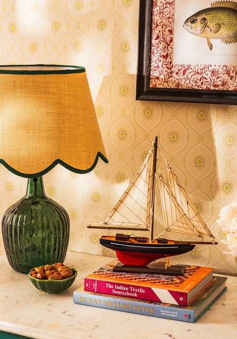 Green Petal Jute Scallop Lampshade