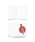 Skeleton Rose 5 × 7 inch greeting card with skeletal hand, red rose and red circle – view 3