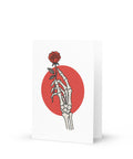 Skeleton Rose 5 × 7 inch greeting card with skeletal hand, red rose and red circle – view 4
