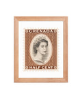 Grenada Quenn Elizabeth II Half Cent Postage Stamp Framed Poster