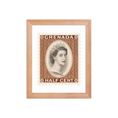 Grenada Quenn Elizabeth II Half Cent Postage Stamp Framed Poster