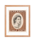 Grenada Quenn Elizabeth II Half Cent Postage Stamp Framed Poster
