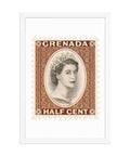 Grenada Quenn Elizabeth II Half Cent Postage Stamp Framed Poster