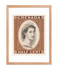 Grenada Quenn Elizabeth II Half Cent Postage Stamp Framed Poster