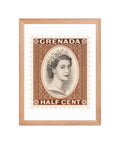 Grenada Quenn Elizabeth II Half Cent Postage Stamp Framed Poster