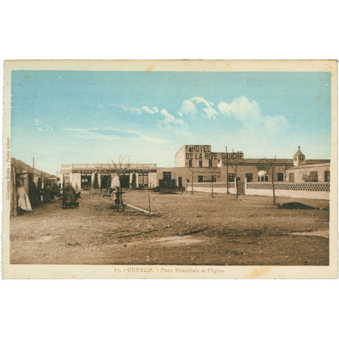 Guercif, Morocco Postcard – Place Principale et l’Église, Early 20th Century