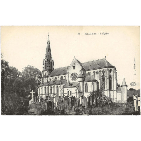 Hallines - Church L'Église, France Postcard Vintage