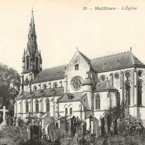 Hallines - Church L'Église, France Postcard Vintage