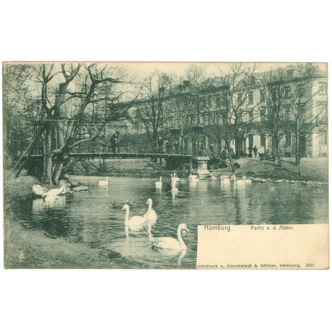 Hamburg, Germany - Partie an der Alster Postcard Early 20th Century