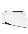 Golden Loop white hand towel with gold-tone geometric emblem on black square – alternate front view