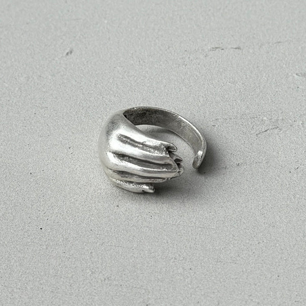 Cupped Hand Silver Ring