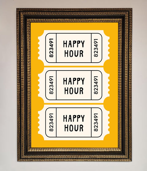 Happy Hour Mustard Framed Wall Art