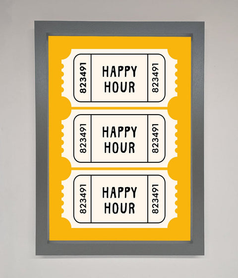 Happy Hour Mustard Framed Wall Art
