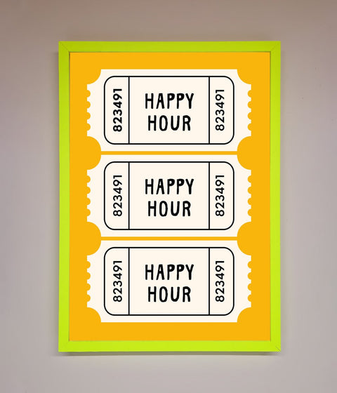 Happy Hour Mustard Framed Wall Art
