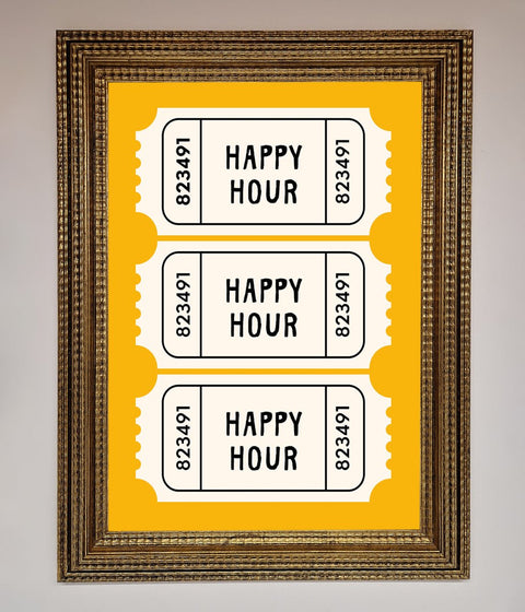 Happy Hour Mustard Framed Wall Art