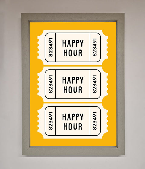Happy Hour Mustard Framed Wall Art